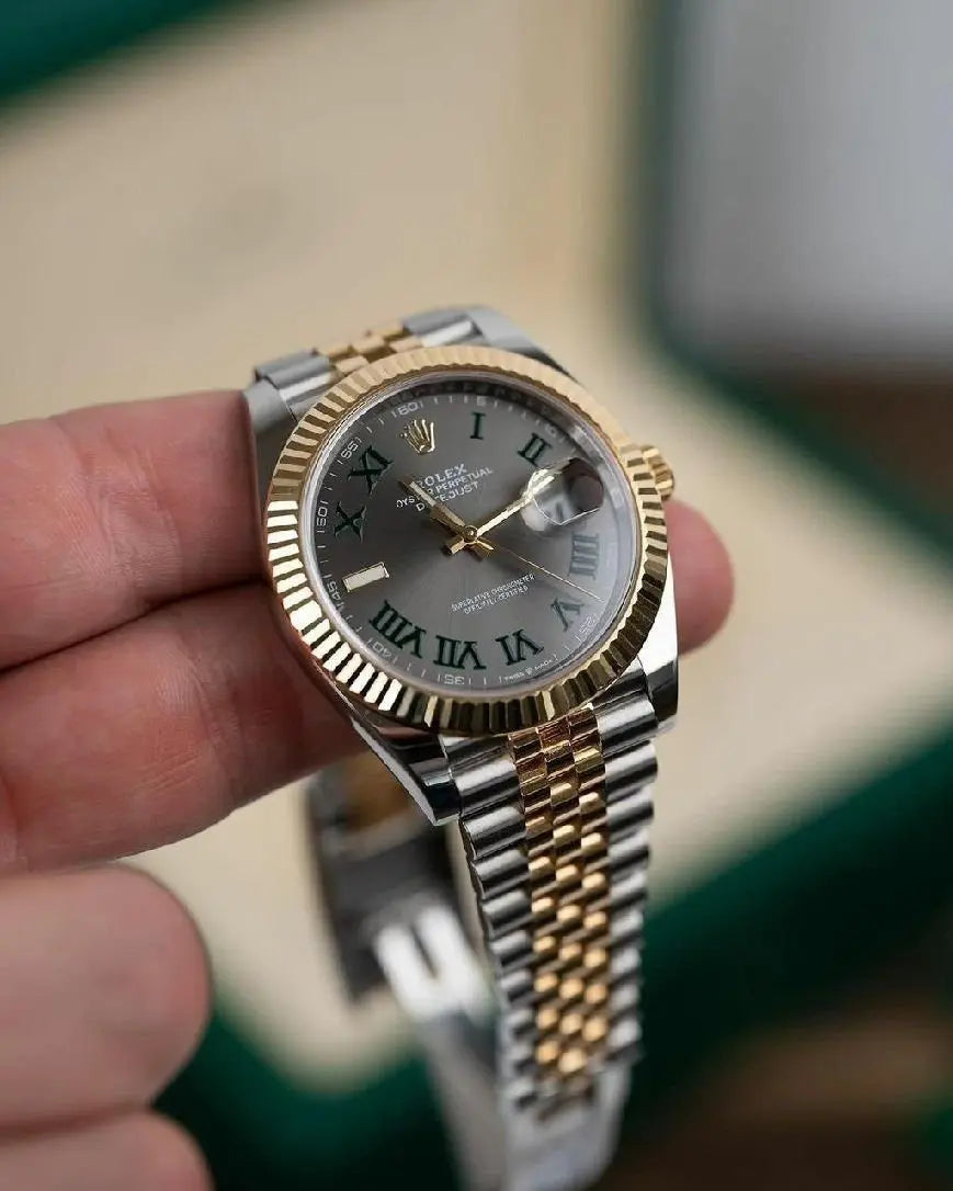 Rolex Datejust Oyster Perpetual Automatic Grey Dial Metal Belt Watch For Men's