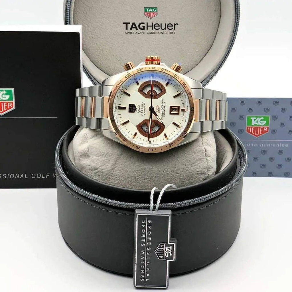 Tag Heuer Grand Carrera Calibre 17 Chronograph White Dial Metal Belt Men's Watch