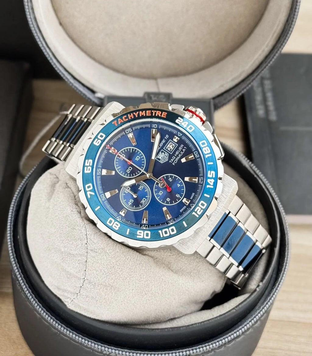 Tag Heuer Formula 1 Chronograph Blue Dial Metal Belt Men's Watch