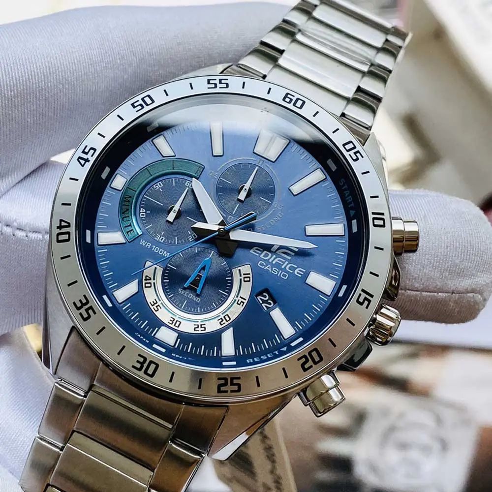 Casio Edifice EFV-620D-2AV Chronograph Blue Dial Metal Belt Men's Watch
