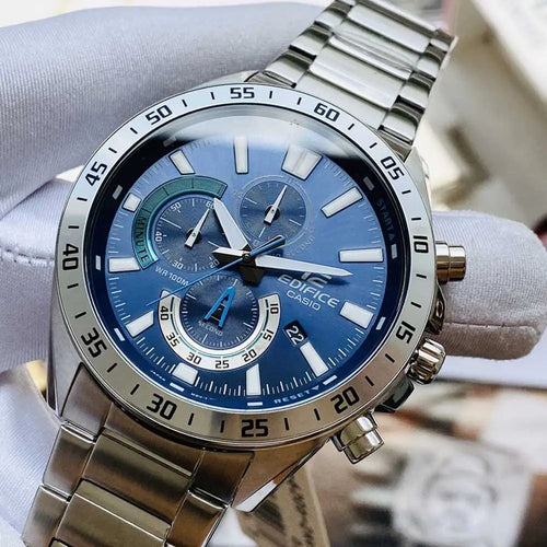 Casio Edifice EFV-620D-2AV Chronograph Blue Dial Metal Belt Men's Watch