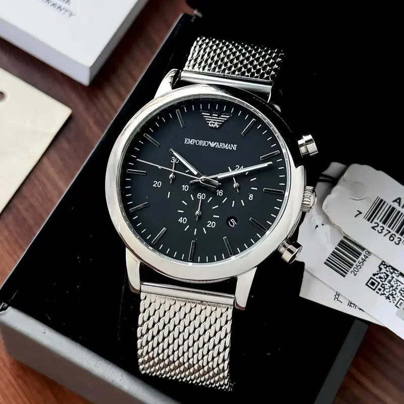 Emporio Armani AR1968 Luigi Chronograph SIlver Stainless Steel Watch for Men's