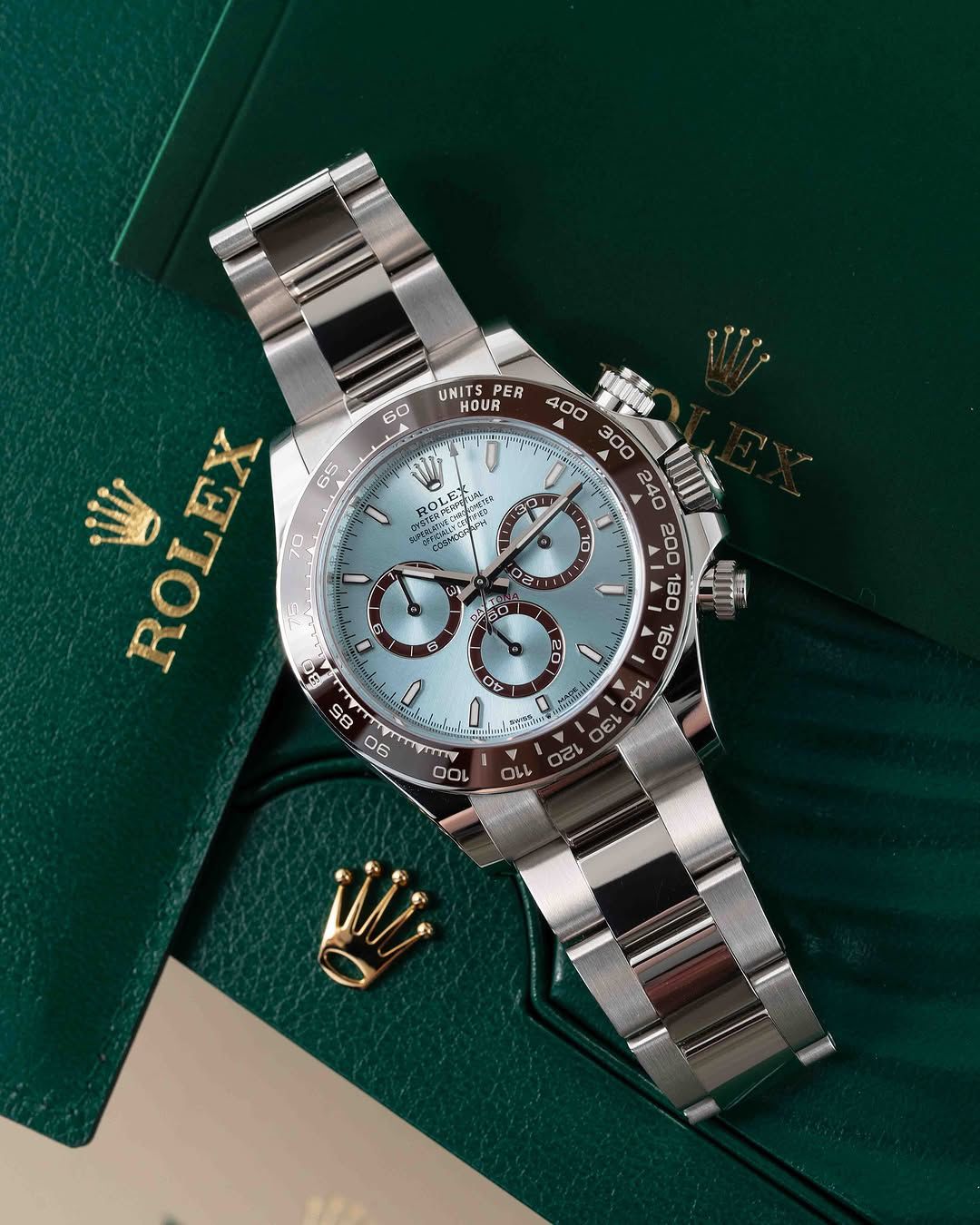 Rolex Automatic Brown And Silver Dial Analog Chronograph Round Men's Watch