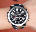 Casio Edifice Digital With Chronograph Black Dial Metal Belt Watch For Men's