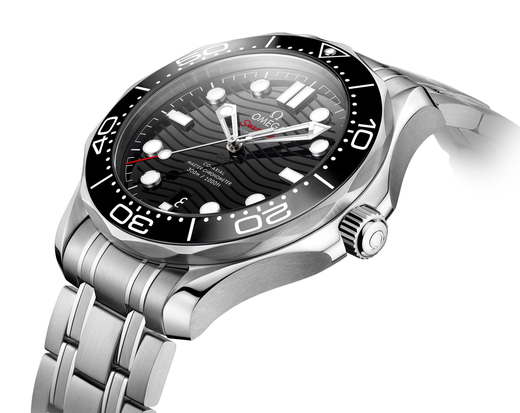 Omega Seamaster Diver 300M Black Dial Metal Belt Watch For Men's