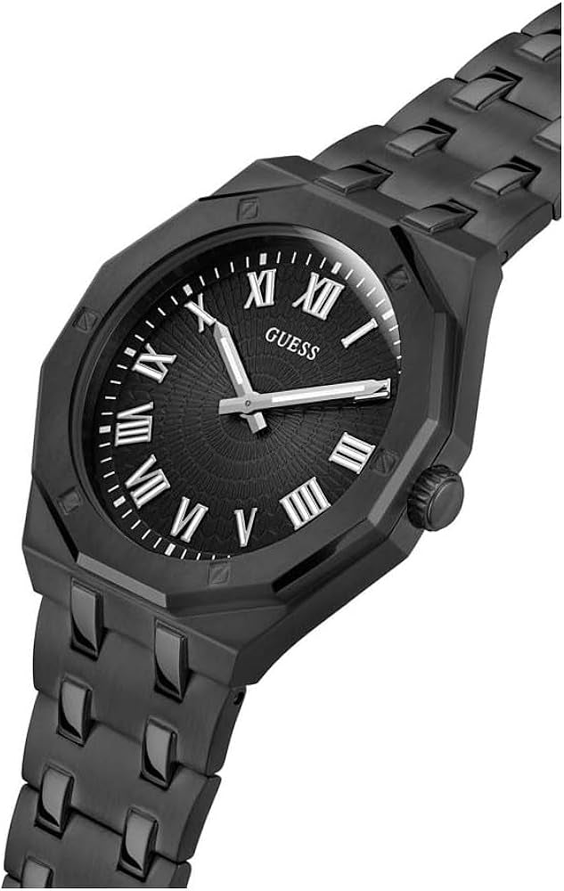 Guess Black Round Dial Analog Metal Belt Men's Watch