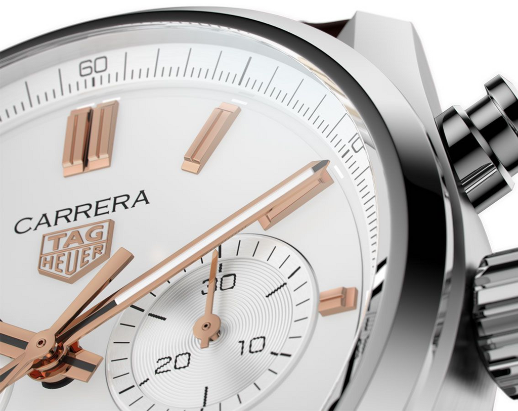 Tag Heuer Carrera Chronograph White Dial Brown Leather Strap Watch for Men