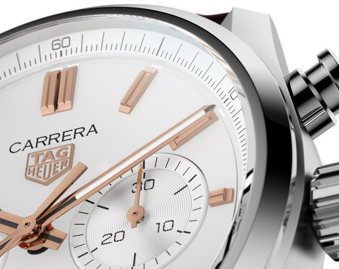 Tag Heuer Carrera Chronograph White Dial Brown Leather Strap Watch for Men