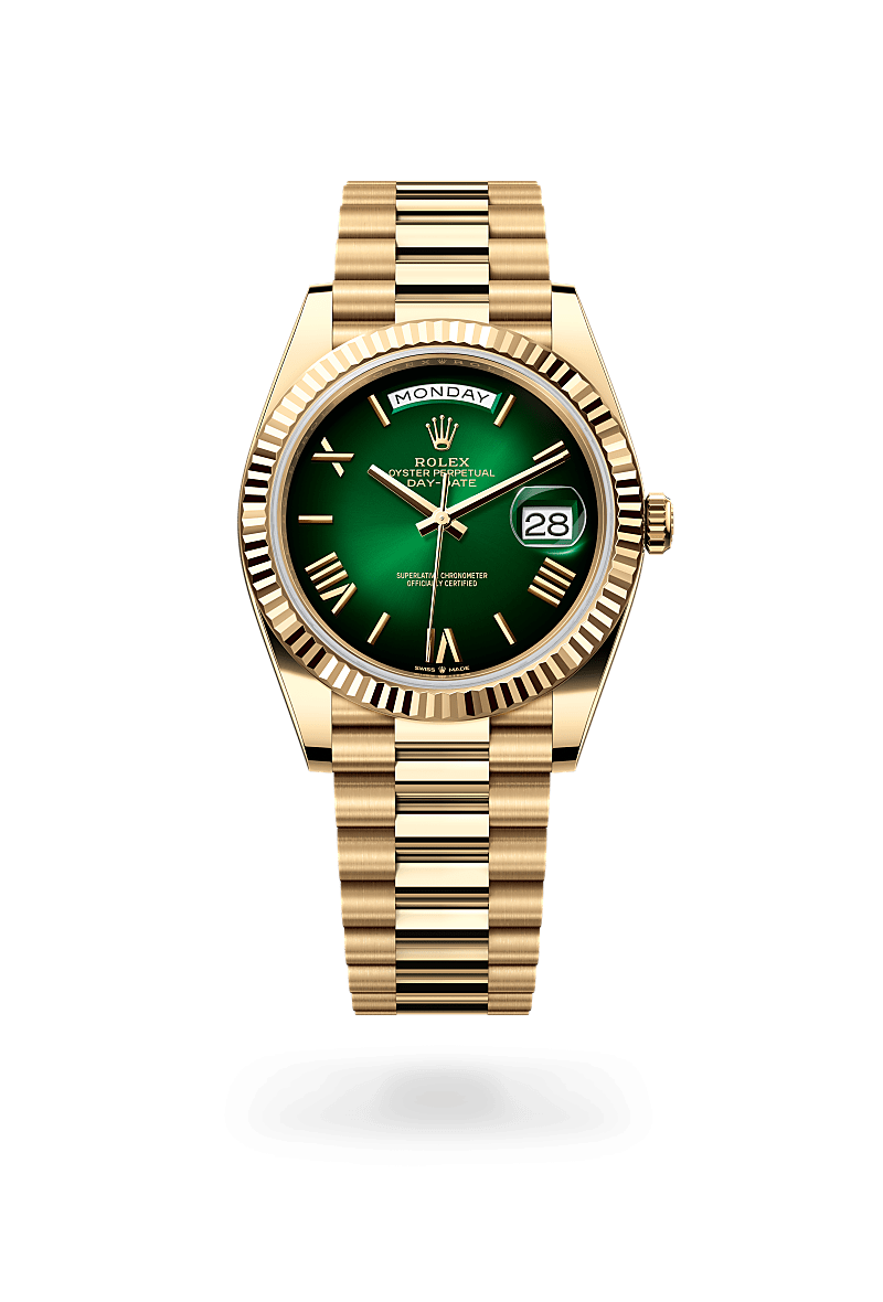 Rolex Day-Date Automatic Black Dial Silver Metal Belt Watch For Men's