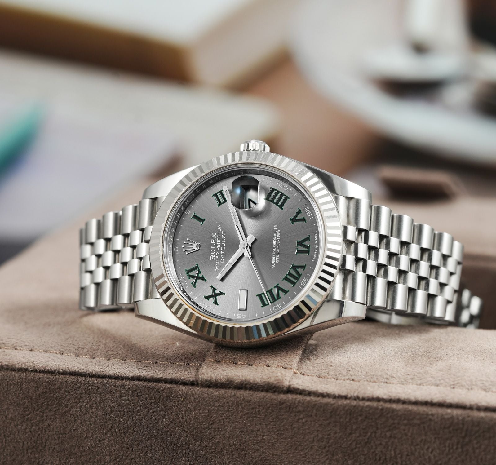 Rolex Datejust Oyster Perpetual Automatic Grey Dial Silver Metal Belt Watch For Men's