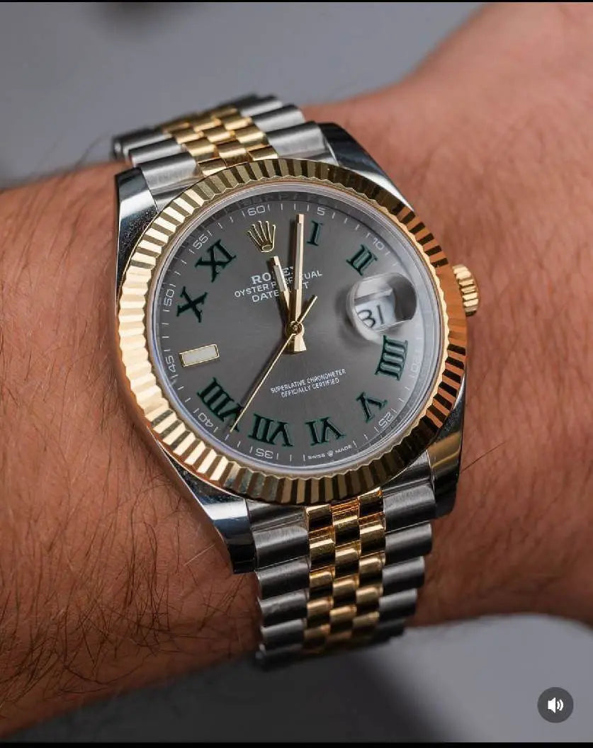 Rolex Datejust Oyster Perpetual Automatic Grey Dial Metal Belt Watch For Men's