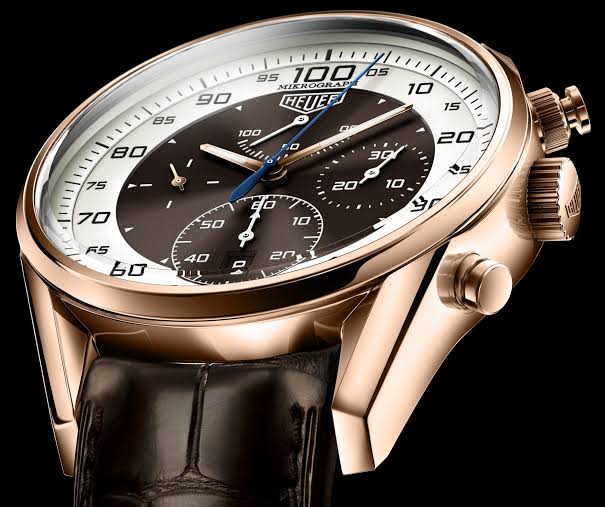 Tag Heuer Mikrograph Chronograph Brown Dial Leather Belt Men's Watch