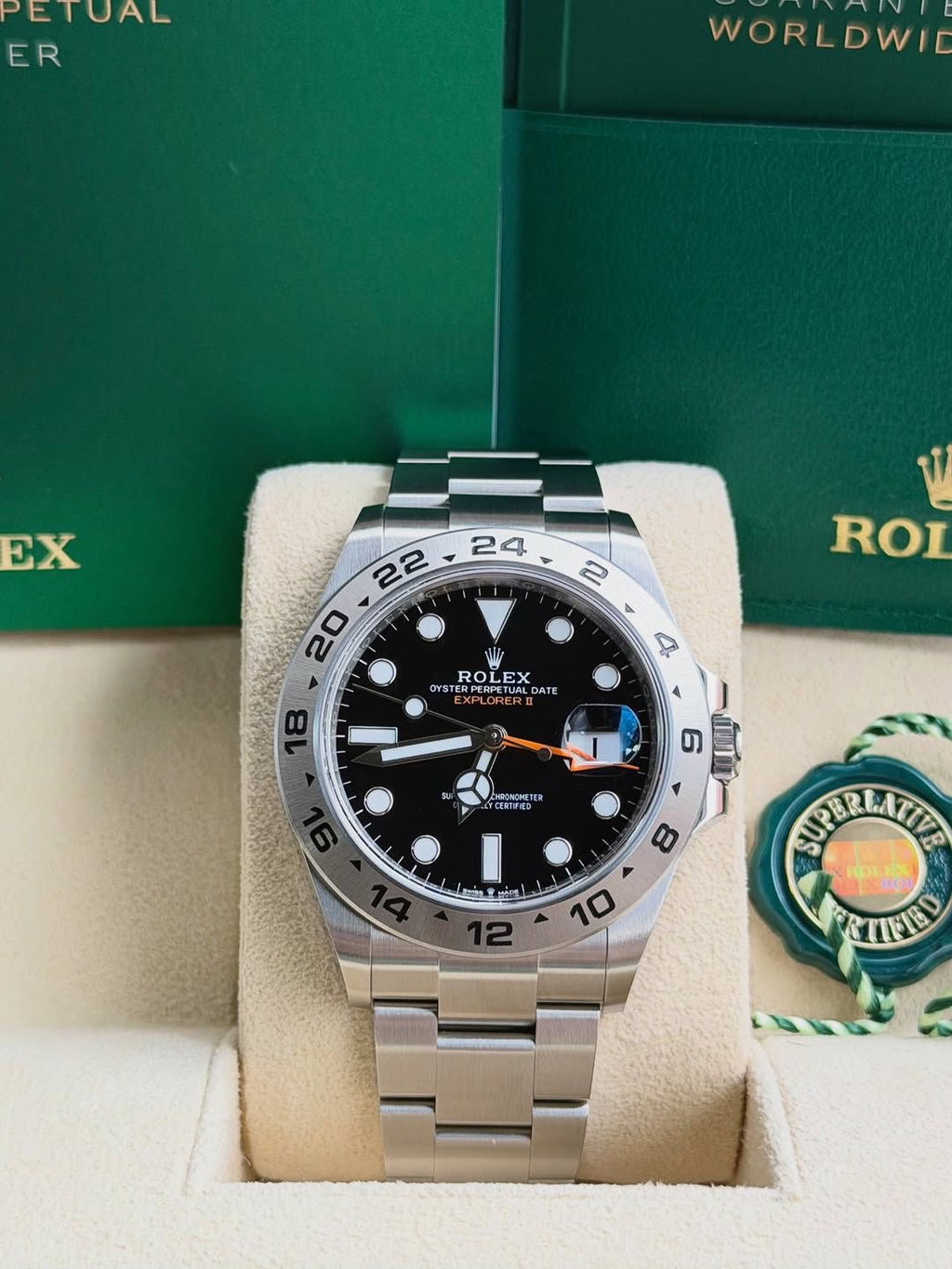 Rolex Explorer II Automatic Black Dial Metal Belt Men's Watch