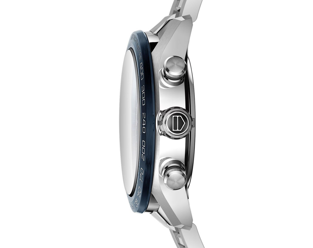Tag Heuer Carrera Tachymeter Chronograph Blue Dial Metal Belt Watch For Men's