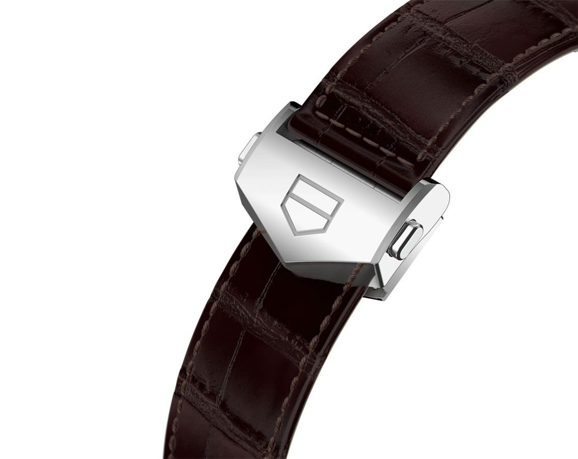 Tag Heuer Carrera Chronograph Grey Dial Brown Leather Strap Watch for Men