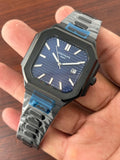 Patek Philippe Square Blue Dial Black Metal Belt Quartz Men's Watch