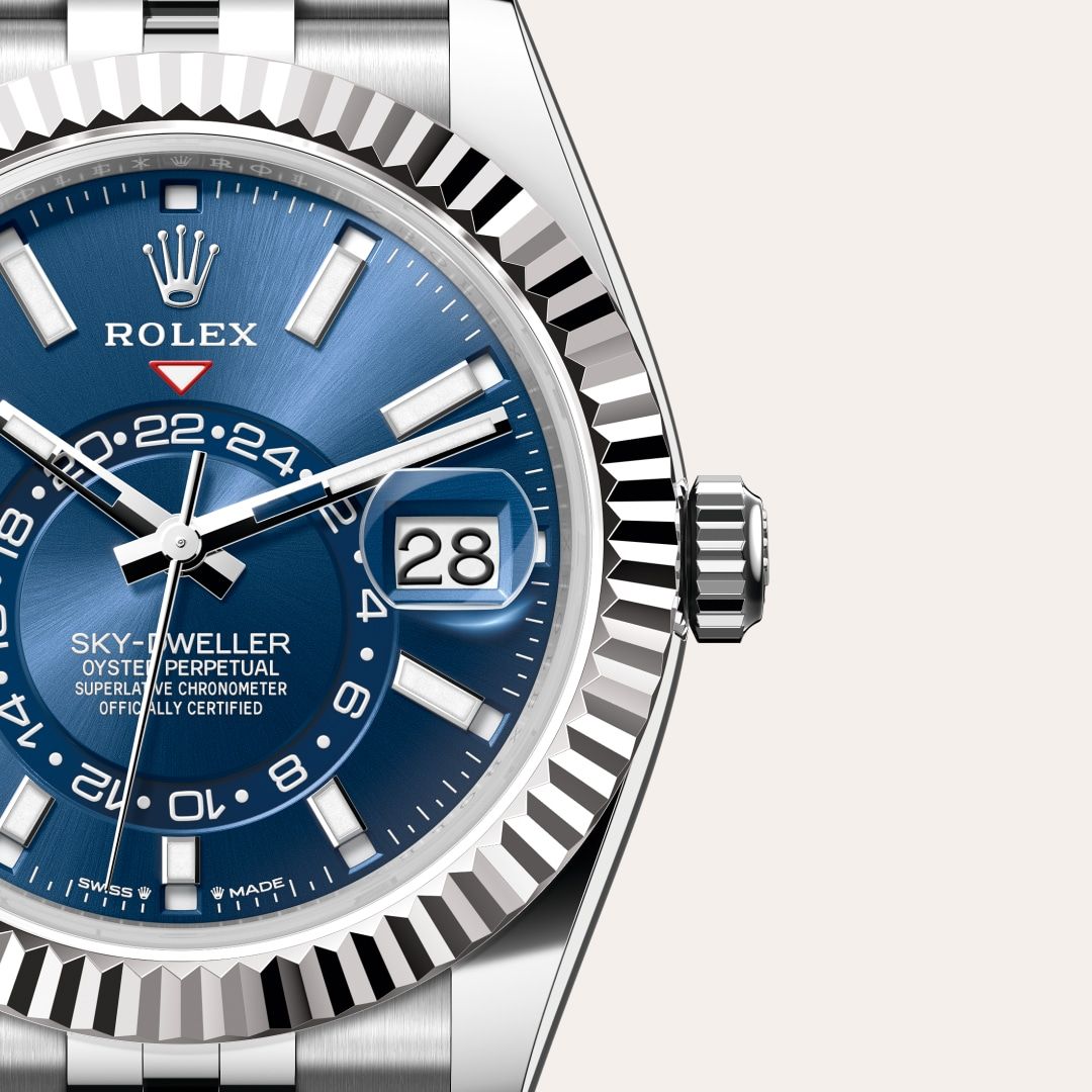 Rolex Sky-Dweller Automatic Blue Dial Silver Metal Belt Watch For Men's