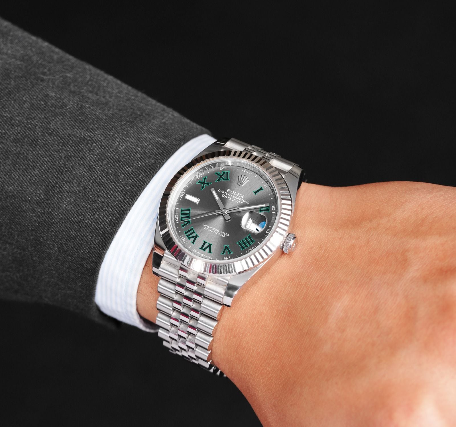 Rolex Datejust Oyster Perpetual Automatic Grey Dial Silver Metal Belt Watch For Men's