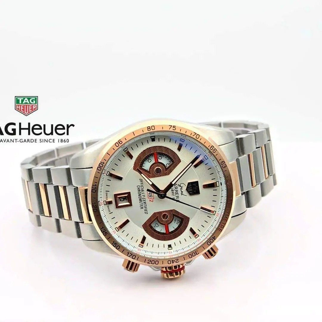 Tag Heuer Grand Carrera Calibre 17 Chronograph White Dial Metal Belt Men's Watch