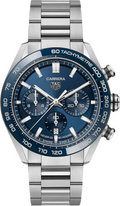 Tag Heuer Carrera Tachymeter Chronograph Blue Dial Metal Belt Watch For Men's