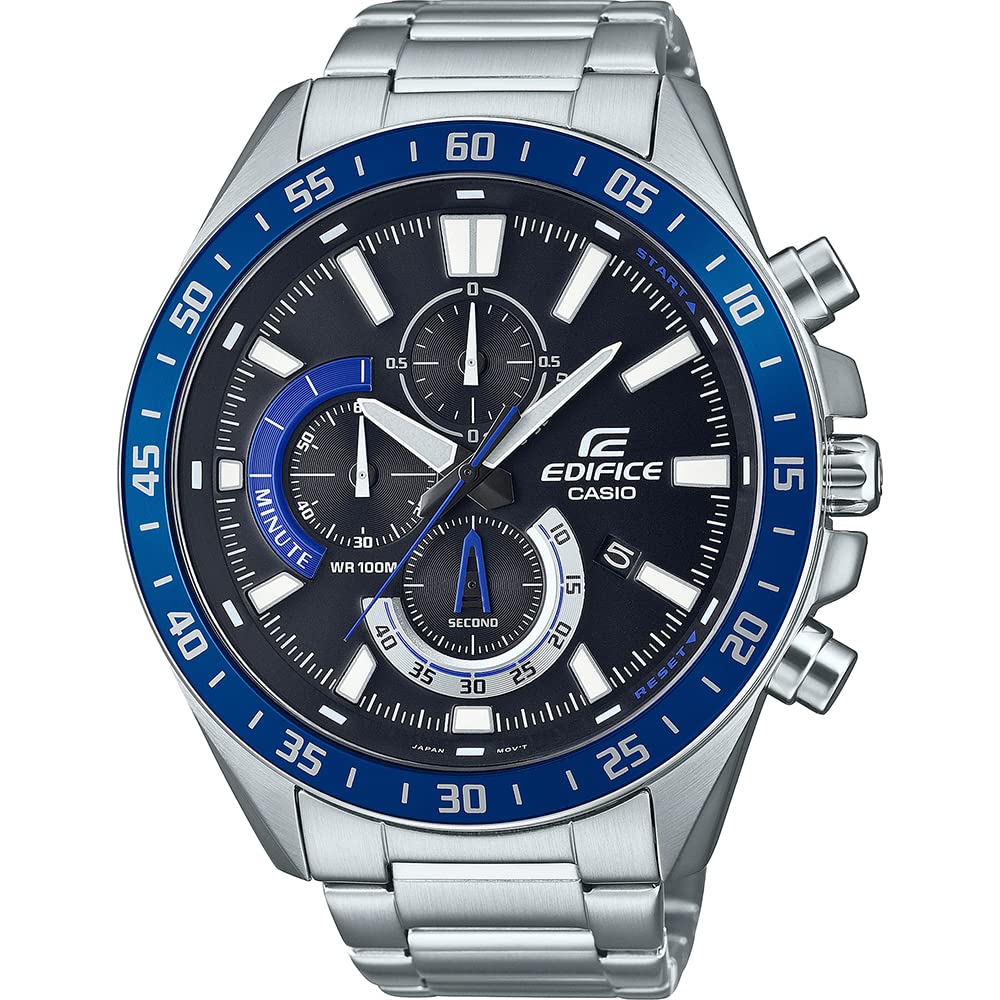 Casio Edifice Black And Blue Chronograph Analog  Metal Belt Men's Watch