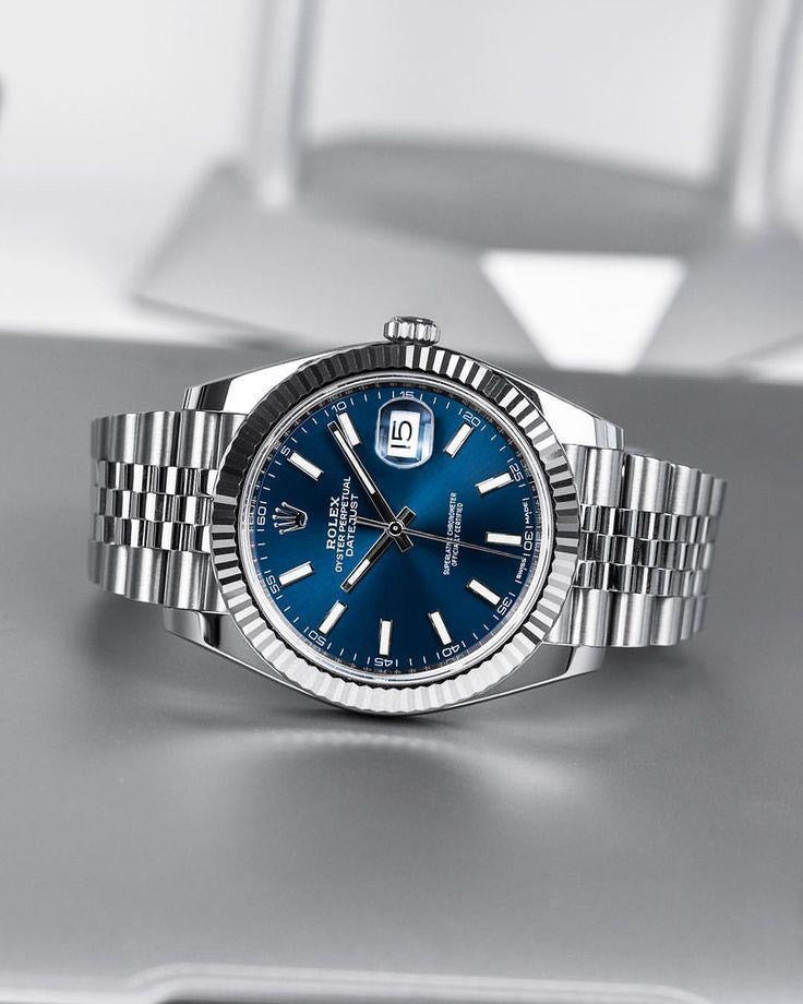 Rolex Datejust Automatic Blue Dial Metal Belt Watch For Men's