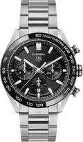 Tag Heuer Carrera Tachymeter Chronograph Black Dial Metal Belt Watch For Men's