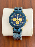Ver-sace Gold Chronograph Metal Belt Men's Watch