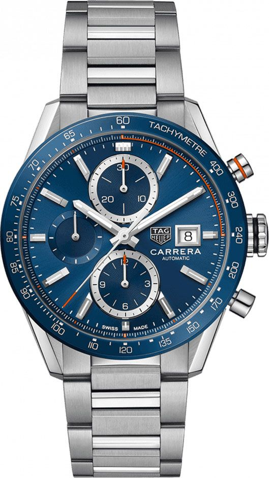 Tag Heuer Carrera Tachymeter Chronograph Blue Dial Metal Belt Quartz Watch For Men's