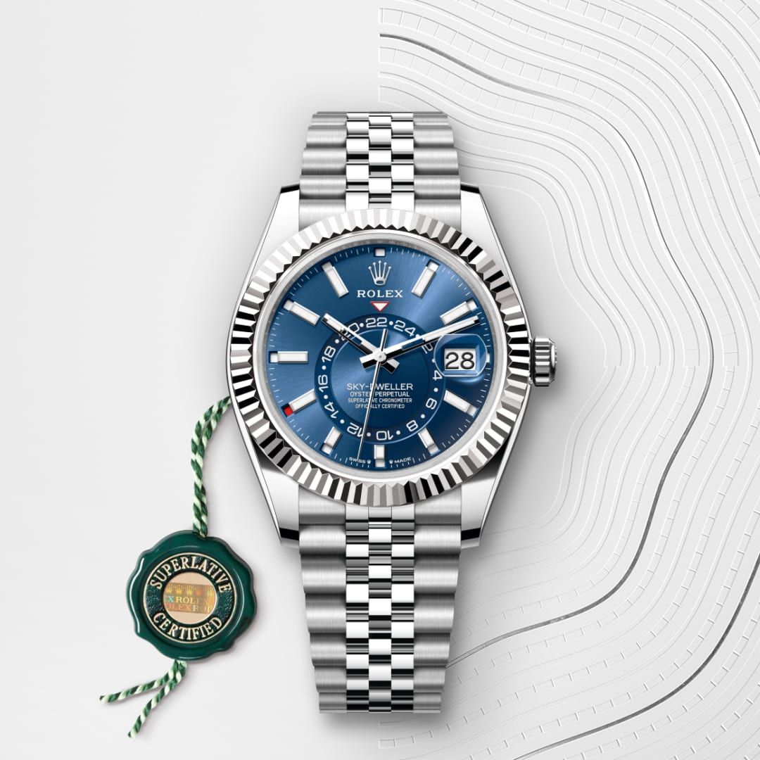 Rolex Sky-Dweller Automatic Blue Dial Silver Metal Belt Watch For Men's