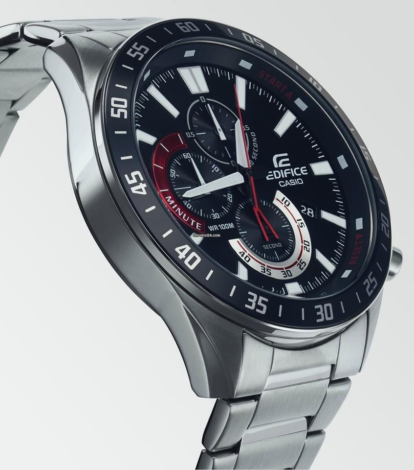 Casio Edifice Black And Red Chronograph Analog Metal Belt Men's Watch