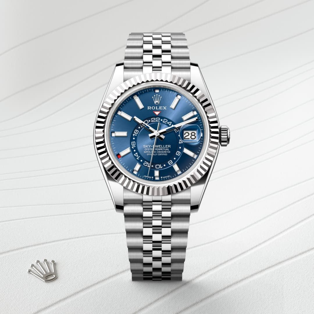 Rolex Sky-Dweller Automatic Blue Dial Silver Metal Belt Watch For Men's