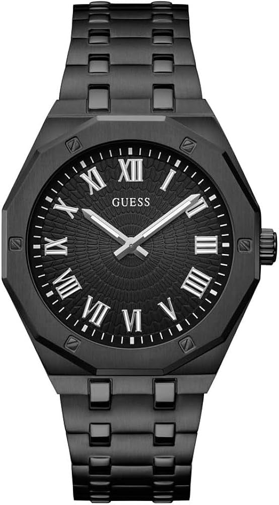 Guess Black Round Dial Analog Metal Belt Men's Watch