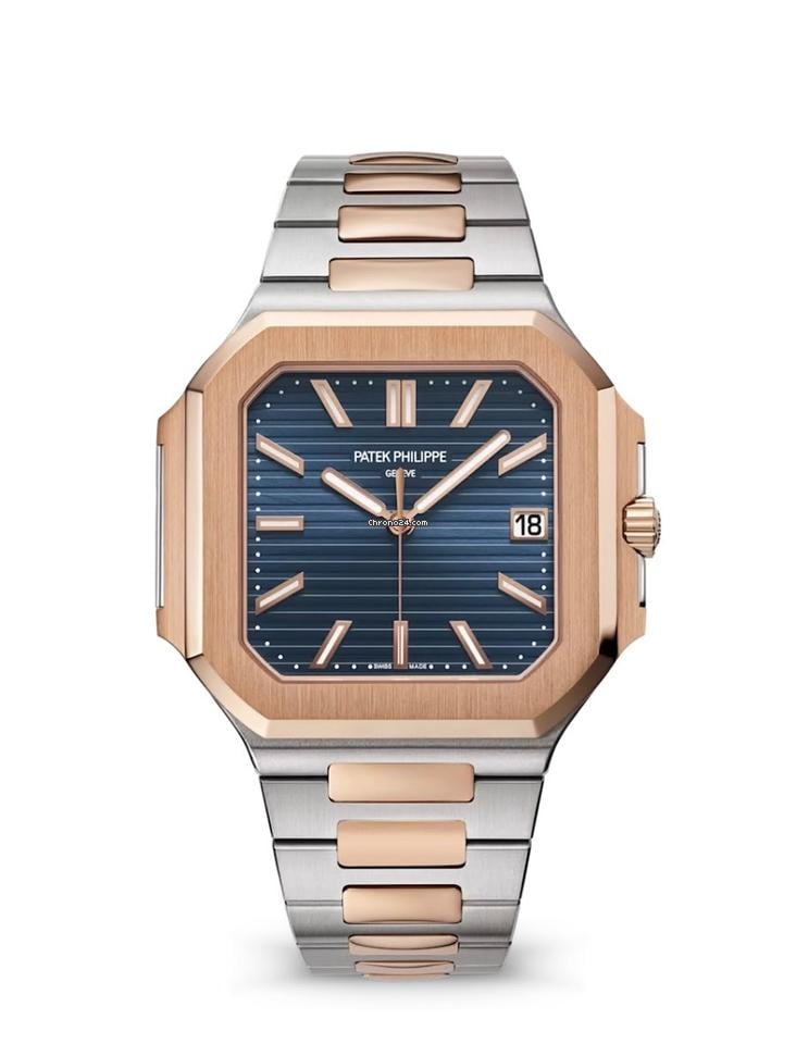 Patek Philippe Square Light Blue Dial Twotone Metal Belt Quartz Men's Watch