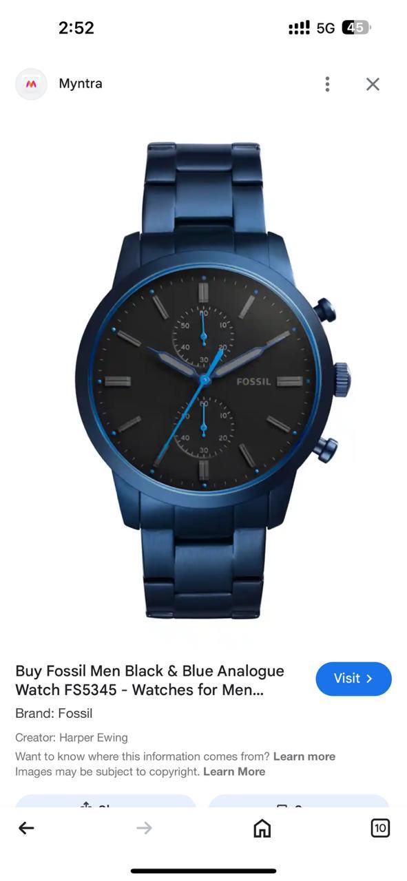 Fossil Townsman Chronograph Black Dial Metal Belt Men's Watch