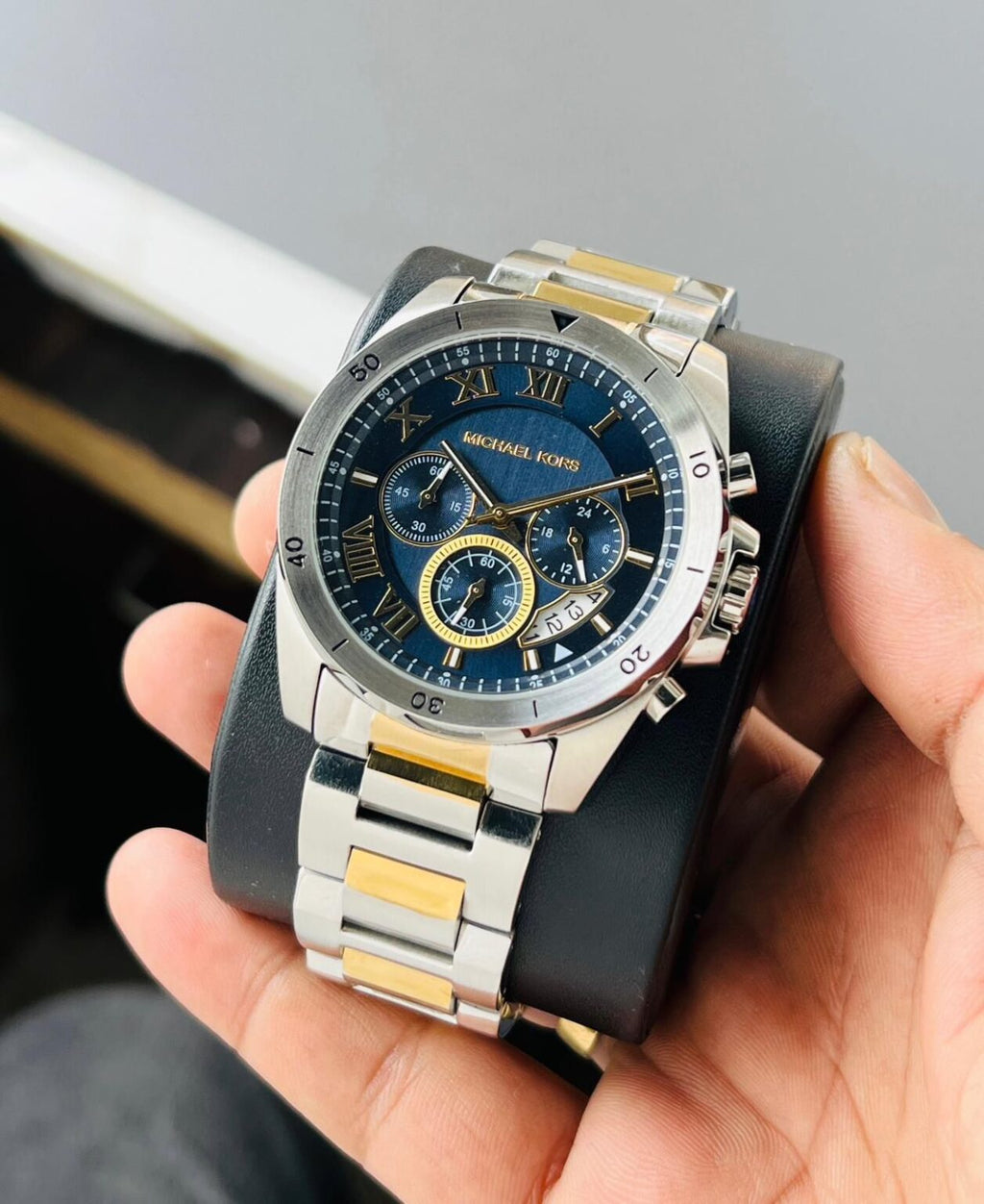 Michael Kors 8437 Chronograph Blue Dial Metal Belt Men's Watch
