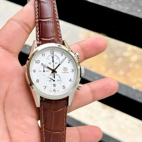 Tag Heuer Calibre 1887 Heritage White Dial Brown Leather Belt Men's Watch