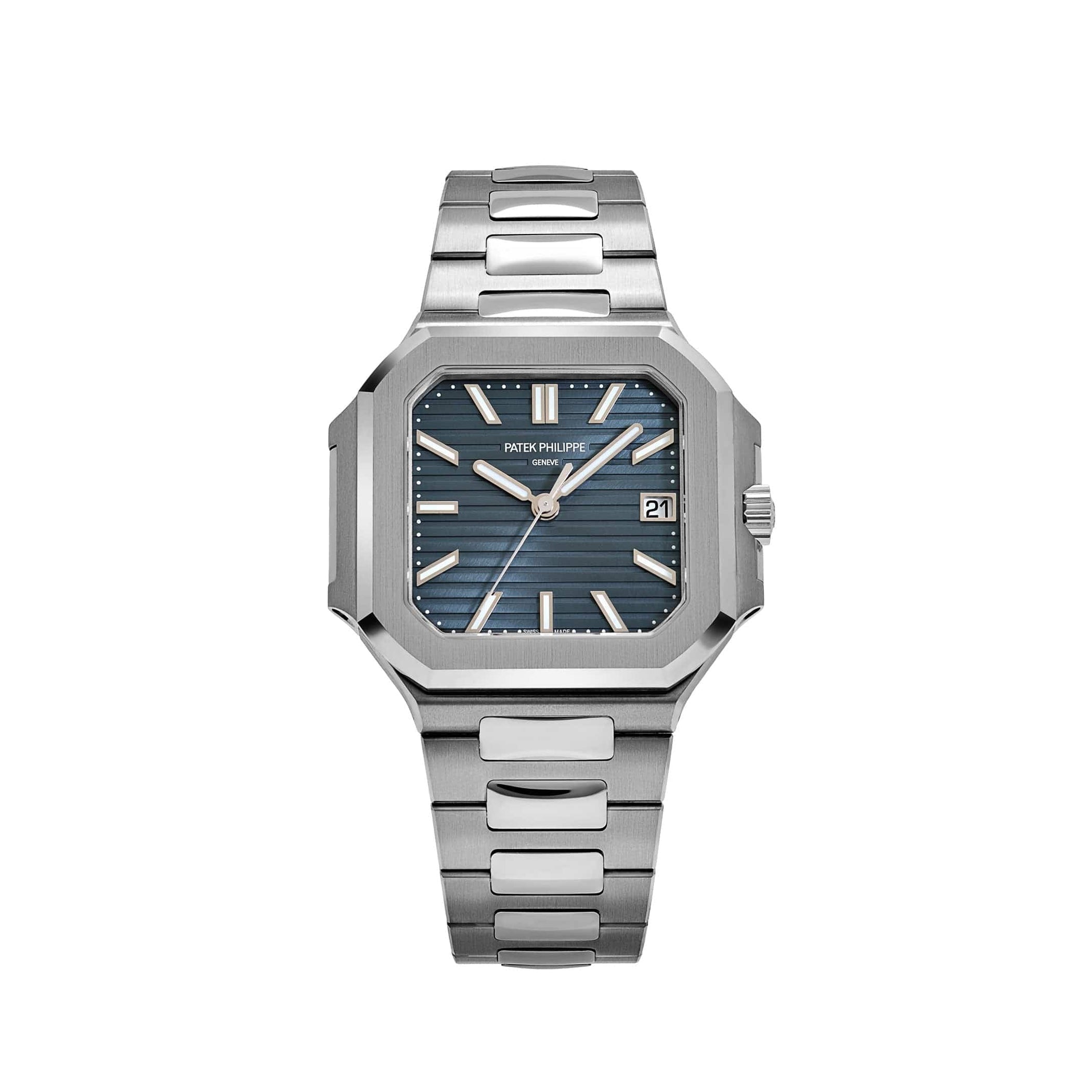 Patek Philippe Square Blue Dial Silver Metal Belt Quartz Men's Watch