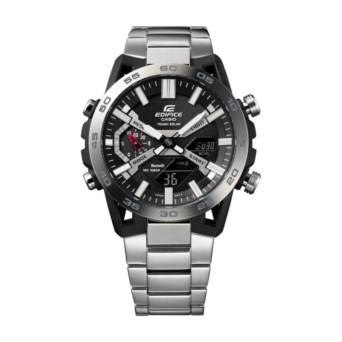 Casio Edifice Digital With Chronograph Black Dial Metal Belt Watch For Men's
