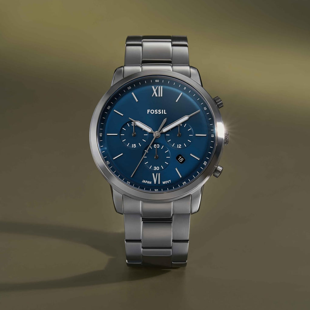 Fossil Neutra Chronograph Blue Dial Metal Belt Men's Watch