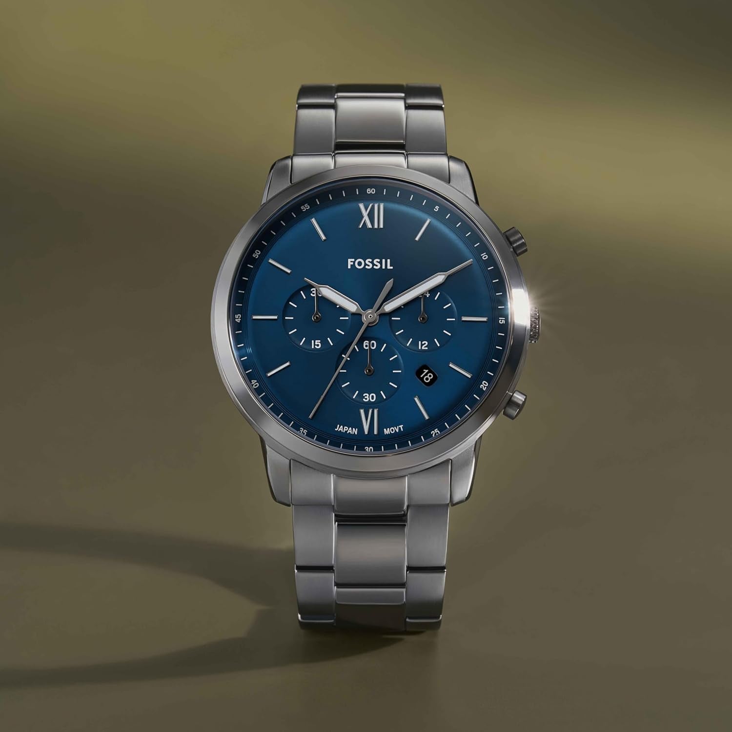 Fossil Neutra Chronograph Blue Dial Metal Belt Men's Watch