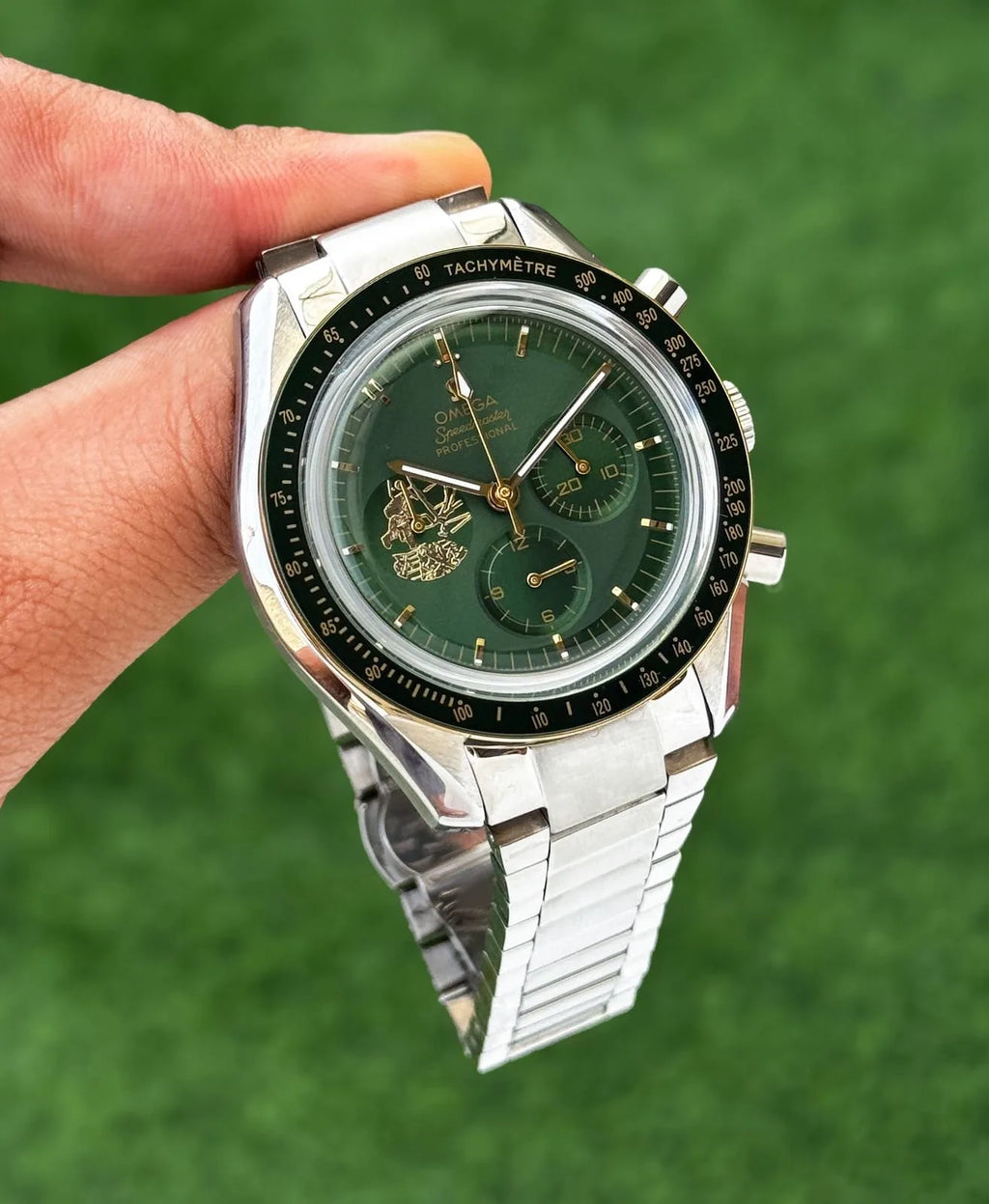 Omega Speedmaster Professional Moon Green Dial Metal Belt Men's Watch