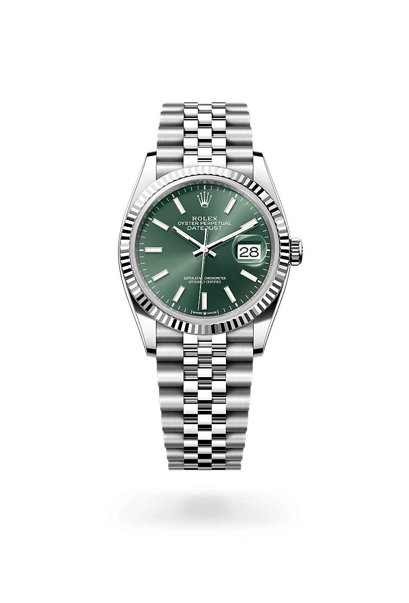 Rolex Datejust Automatic Green Dial Silver Metal Belt Watch For Men's