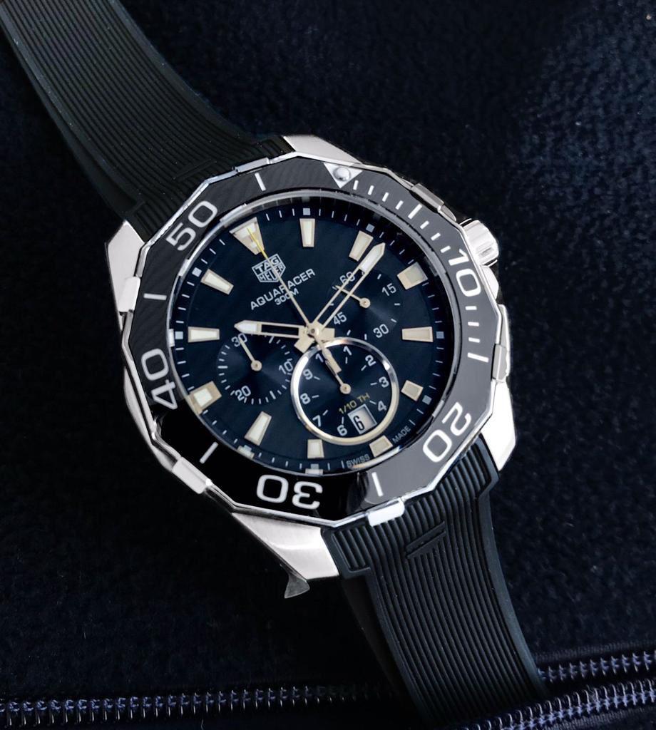 Tag Heuer Aquaracer Chronograph Black Silicon Quartz Men's Watch