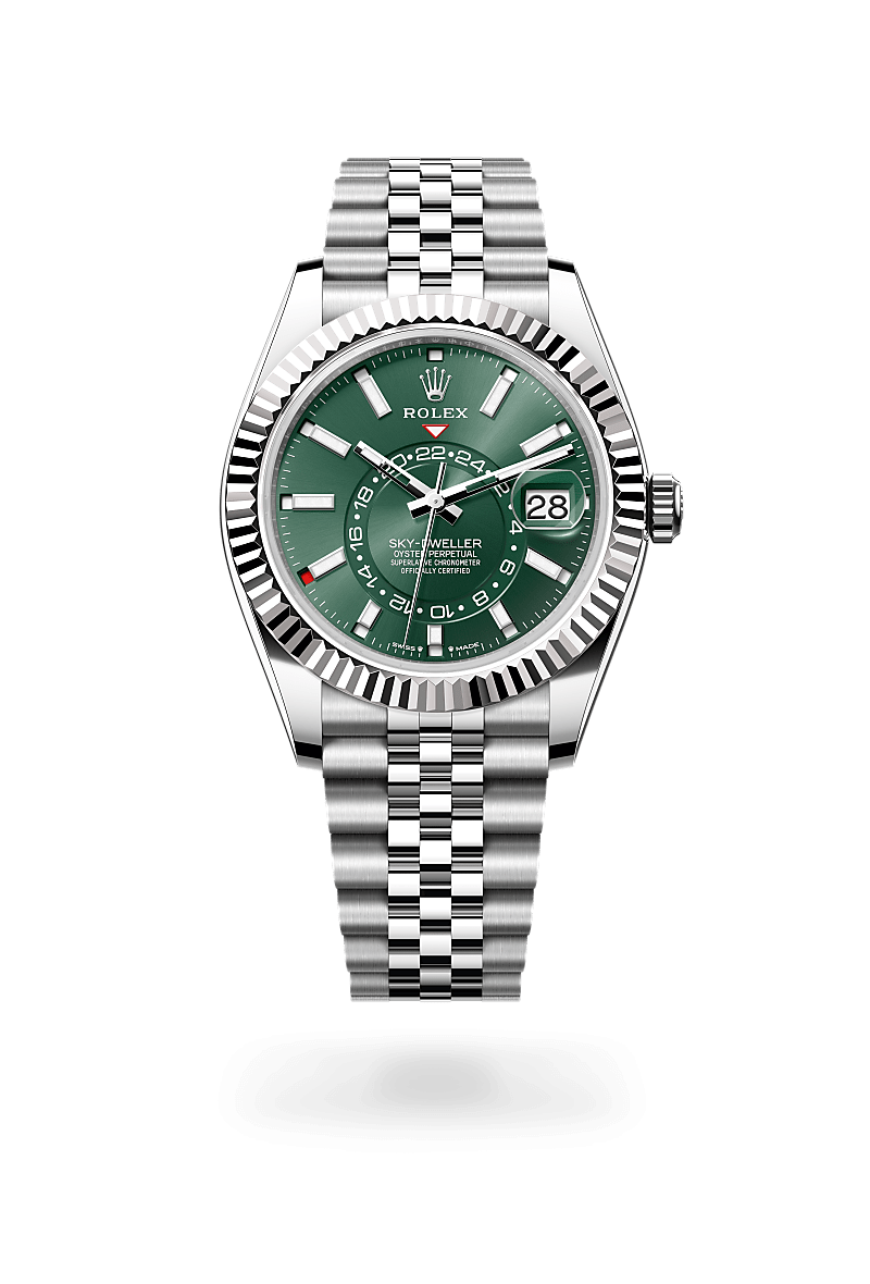 Rolex Sky-Dweller Automatic Green Dial Silver Metal Belt Watch For Men's
