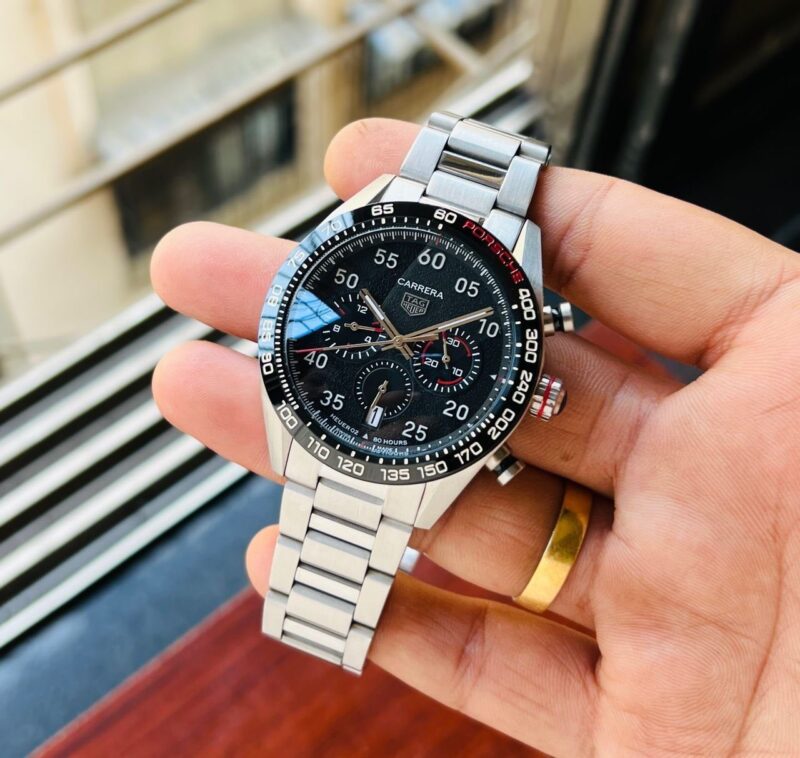 Tag Heuer Carrera 160 Years Special Edition Chronograph Black Dial Metal Belt Men's Watch