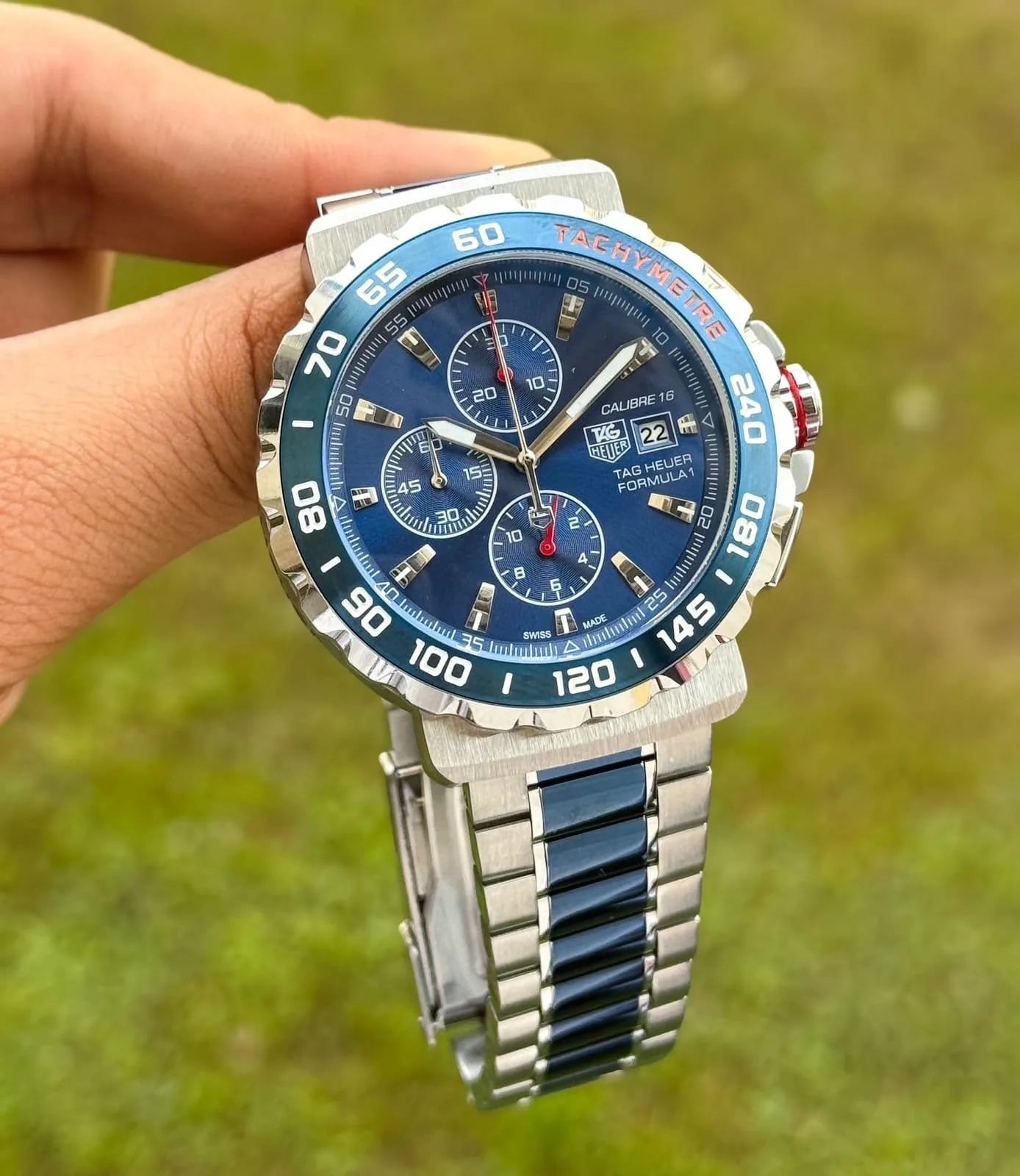 Tag Heuer Formula 1 Chronograph Blue Dial Metal Belt Men's Watch
