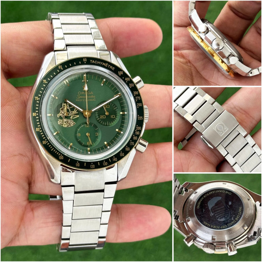 Omega Speedmaster Professional Moon Green Dial Metal Belt Men's Watch