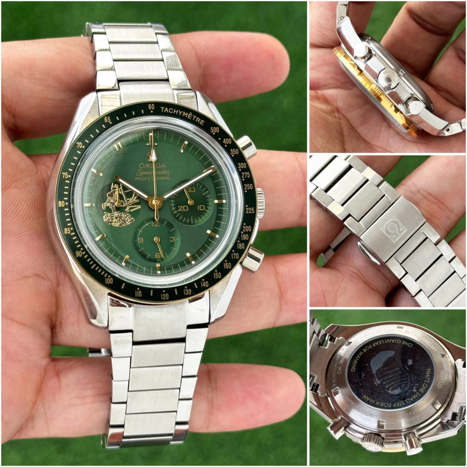 Omega Speedmaster Professional Moon Green Dial Metal Belt Men's Watch
