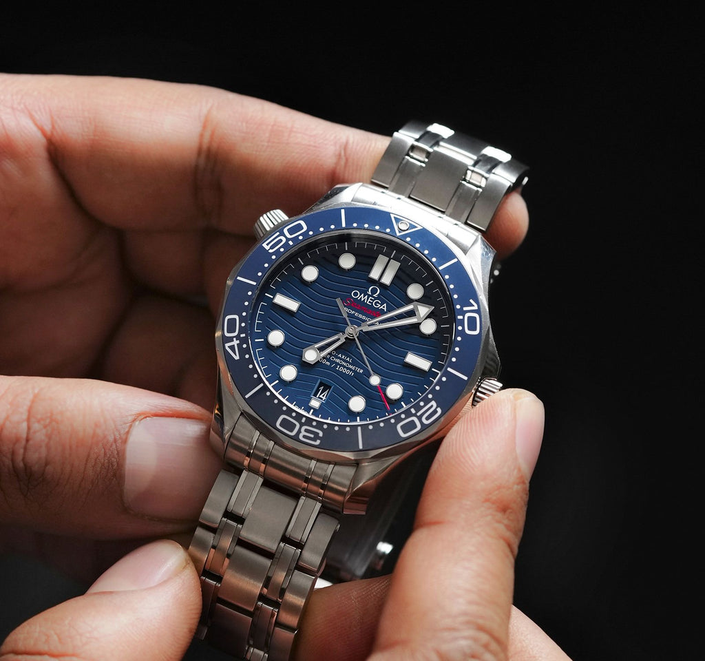 Omega Seamaster Diver 300M Blue Dial Metal Belt Watch For Men's